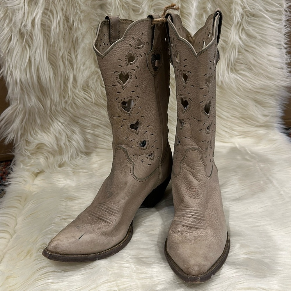 Durango Crush Boots Womens Taupe with Hearts
